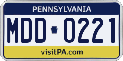 PA license plate MDD0221