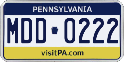 PA license plate MDD0222