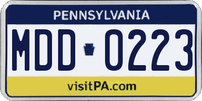 PA license plate MDD0223