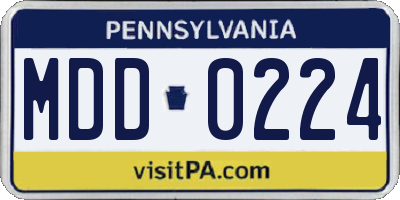 PA license plate MDD0224