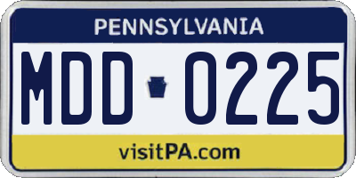 PA license plate MDD0225