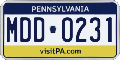 PA license plate MDD0231