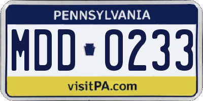 PA license plate MDD0233