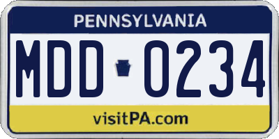 PA license plate MDD0234