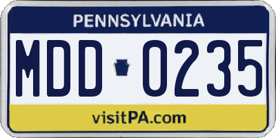 PA license plate MDD0235