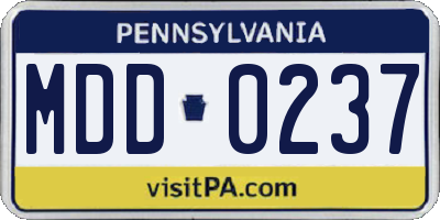 PA license plate MDD0237