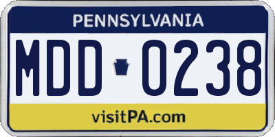 PA license plate MDD0238