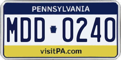 PA license plate MDD0240