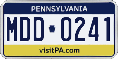 PA license plate MDD0241