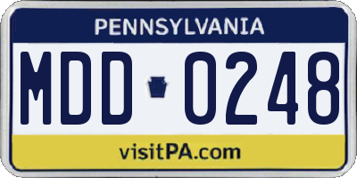 PA license plate MDD0248