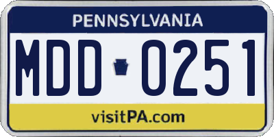 PA license plate MDD0251