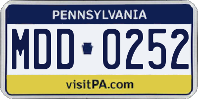 PA license plate MDD0252