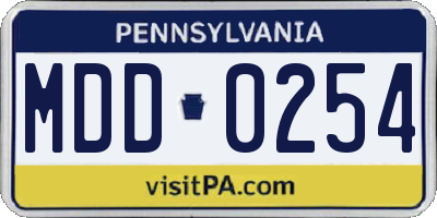PA license plate MDD0254