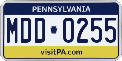 PA license plate MDD0255