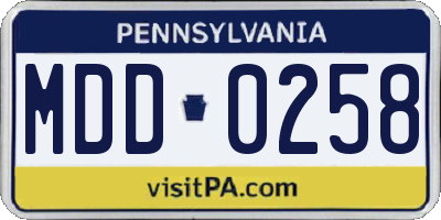 PA license plate MDD0258
