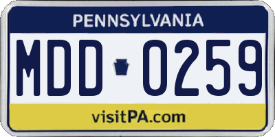 PA license plate MDD0259