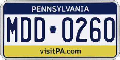 PA license plate MDD0260