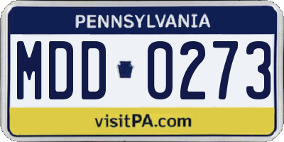 PA license plate MDD0273