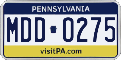 PA license plate MDD0275