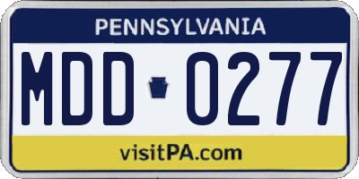 PA license plate MDD0277
