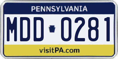 PA license plate MDD0281