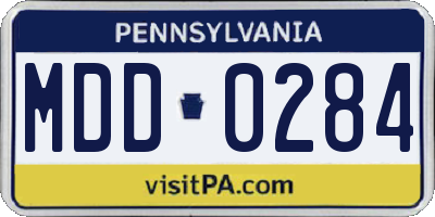 PA license plate MDD0284