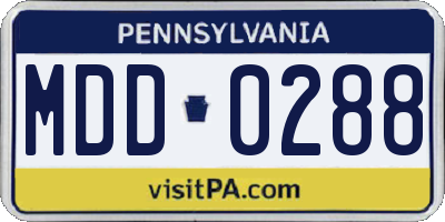 PA license plate MDD0288