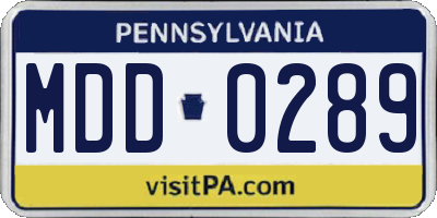 PA license plate MDD0289