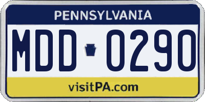 PA license plate MDD0290