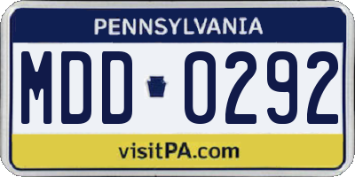 PA license plate MDD0292