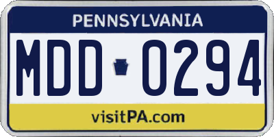PA license plate MDD0294
