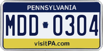PA license plate MDD0304