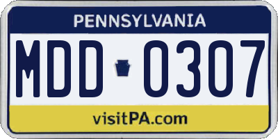PA license plate MDD0307