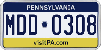PA license plate MDD0308