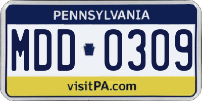 PA license plate MDD0309
