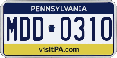 PA license plate MDD0310