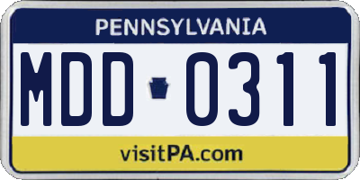 PA license plate MDD0311