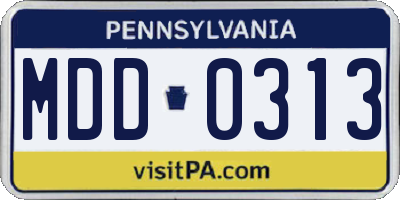 PA license plate MDD0313