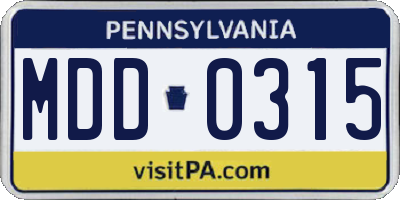 PA license plate MDD0315