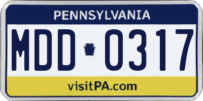 PA license plate MDD0317
