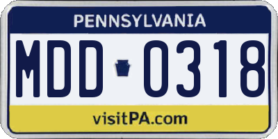 PA license plate MDD0318