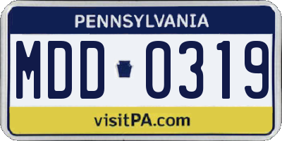 PA license plate MDD0319