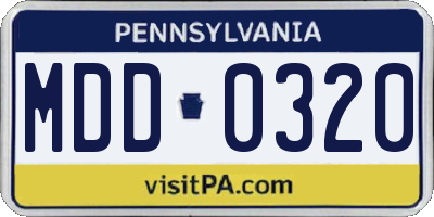 PA license plate MDD0320
