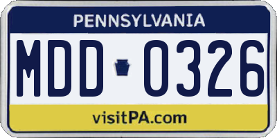 PA license plate MDD0326