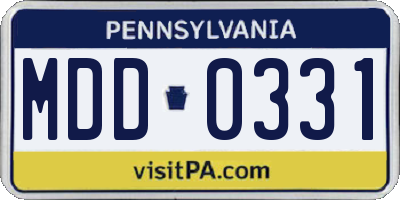 PA license plate MDD0331