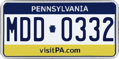 PA license plate MDD0332