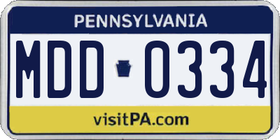 PA license plate MDD0334