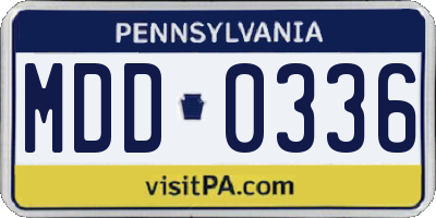 PA license plate MDD0336