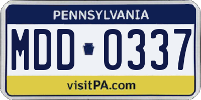 PA license plate MDD0337