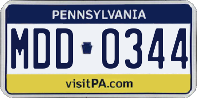 PA license plate MDD0344
